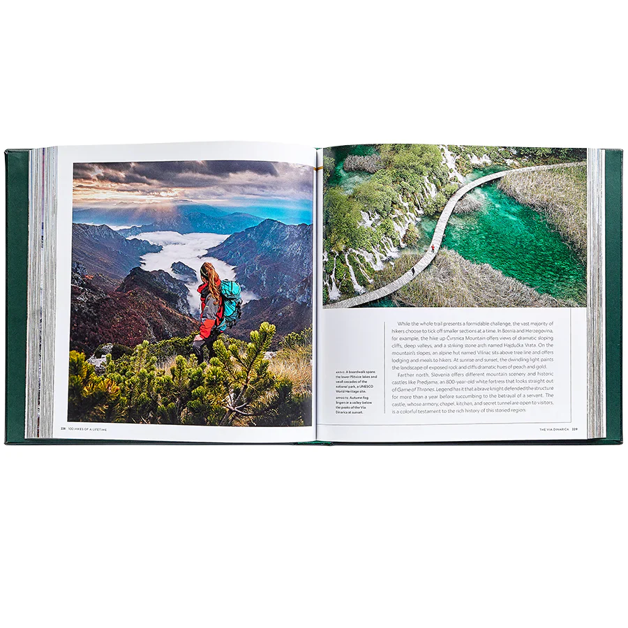 Graphic Image 100 Hikes Of A Lifetime - Green Bonded Leather - Image 2