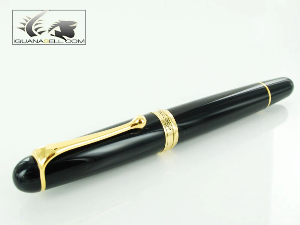 Aurora 88 Gold Plated Black Resin Large Medium Point Fountain Pen - AU-800M - Image 2
