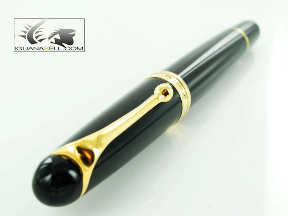 Aurora 88 Gold Plated Black Resin Large Medium Point Fountain Pen - AU-800M - Image 6
