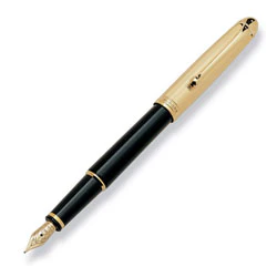 Aurora 88 Ottantotto 811 Gold Cap W/ Black Resin Small Fountain Pen