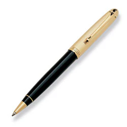 Aurora 88 Ottantotto 831 Gold Cap W/ Black Resin GT Ball Pen