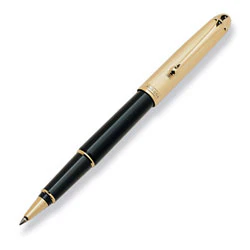 Aurora 88 Ottantotto 871 Gold Plated Cap W/ Black Resin Rollerball