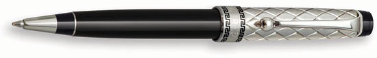 Aurora Optima Riflessi Black Barrel and Sterling Silver Cap Ballpoint