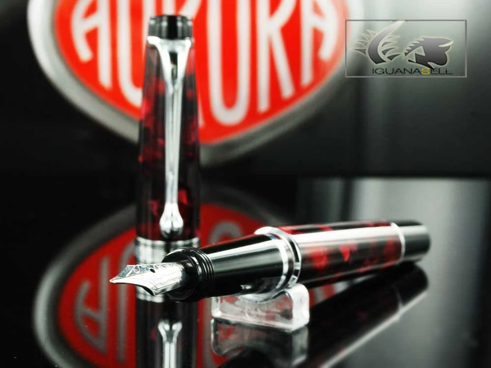 Aurora Optima Mini Burgundy Auroloide Medium Point Fountain Pen - AU-996CMX - Image 2