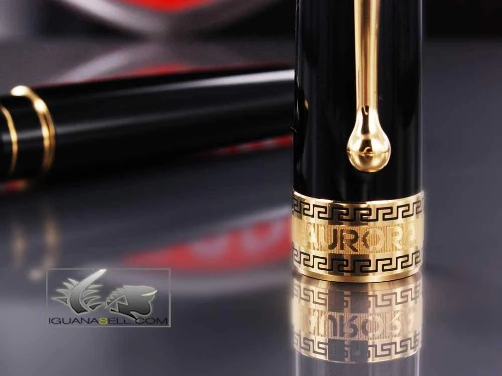 Aurora Optima - Resin Black w/ Gold Plated Trim Rollerball Pen - AU-975N by Disney - Image 4