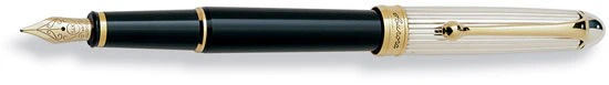 Aurora Silver Cap / Black Barrel Small Fountain Pen
