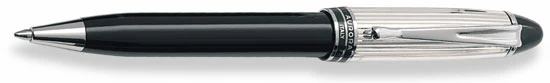 Aurora Sterling Silver Cap and Black Barrel Ballpoint