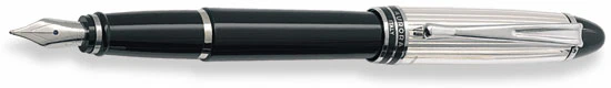 Aurora Sterling Silver Cap and Black Barrel Fountain Pen