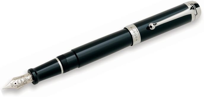 Aurora Talentum Black With Chrome Fountain Pen - D11N-F - Image 3