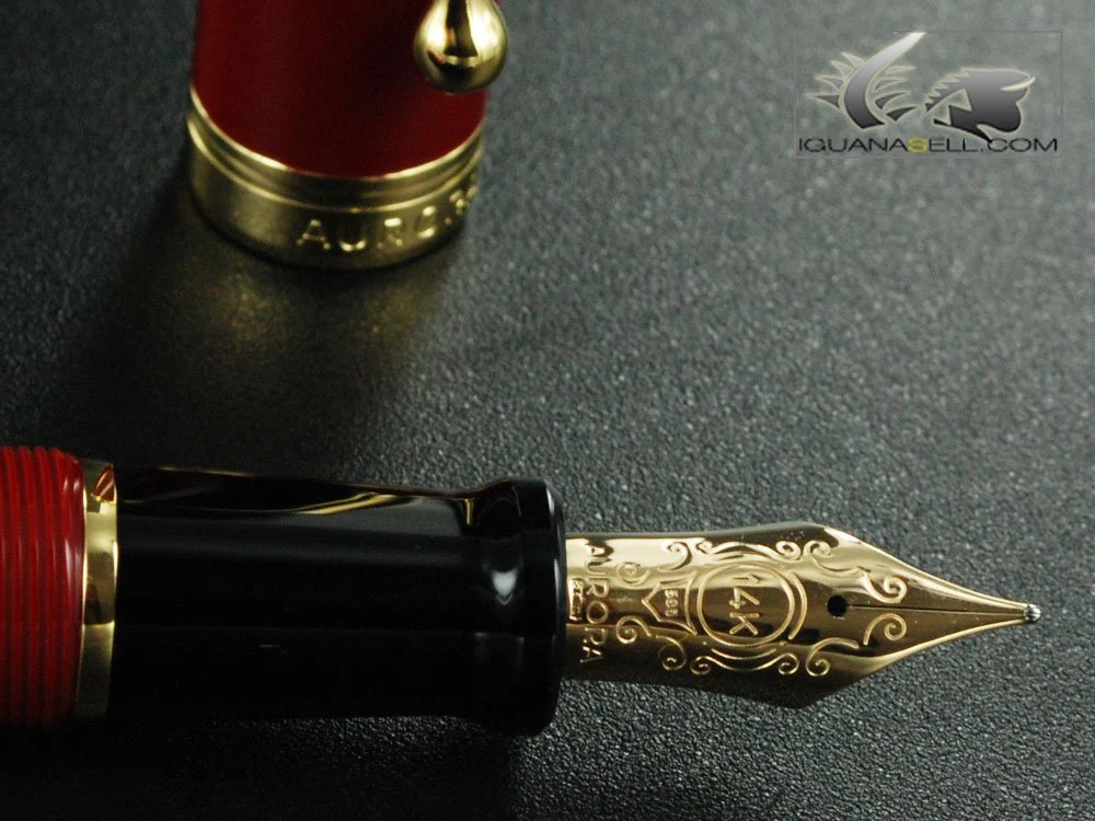 Aurora Talentum Burgundy w/ Gold Trim Bold Point Fountain Pen - AU-D12X-B - Image 3