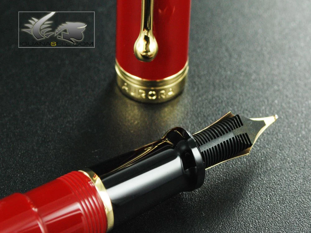 Aurora Talentum Burgundy w/ Gold Trim Bold Point Fountain Pen - AU-D12X-B - Image 5
