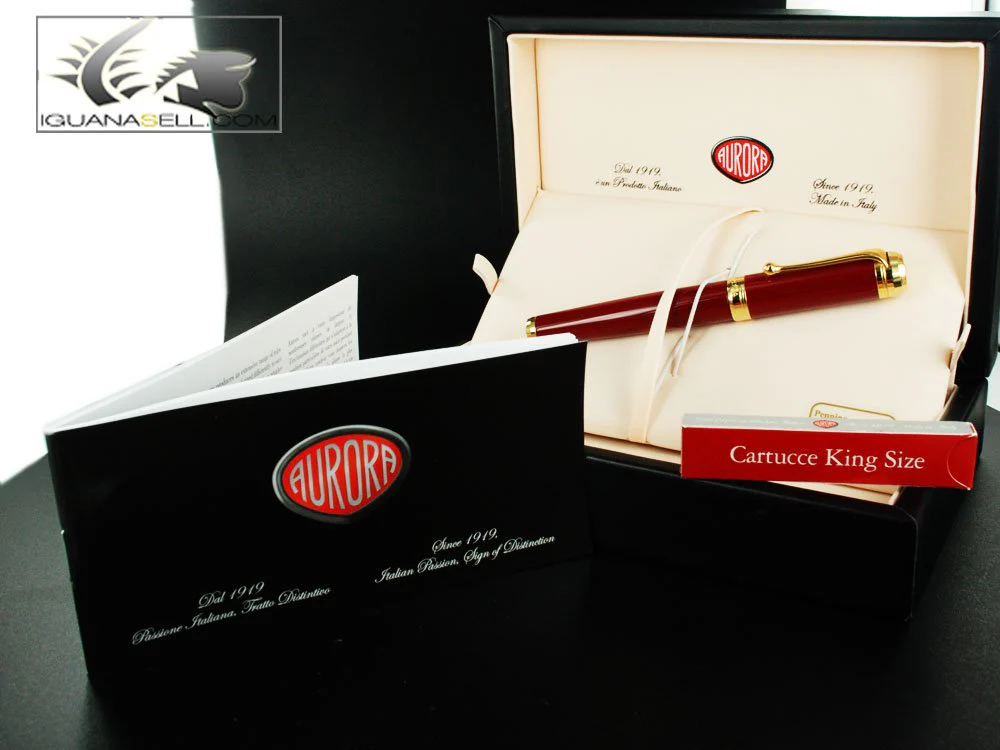 Aurora Talentum Burgundy w/ Gold Trim Bold Point Fountain Pen - AU-D12X-B - Image 8