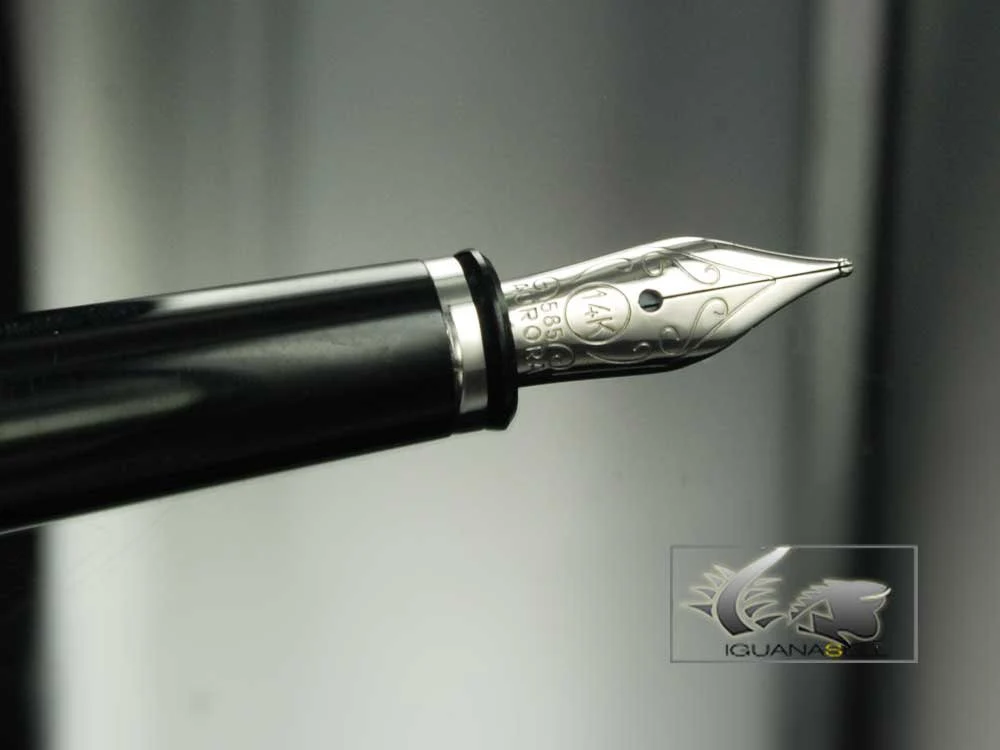 Aurora Talentum Finesse Black w/ Chrome Trim Medium Point Fountain Pen - AU-D13N-M - Image 2