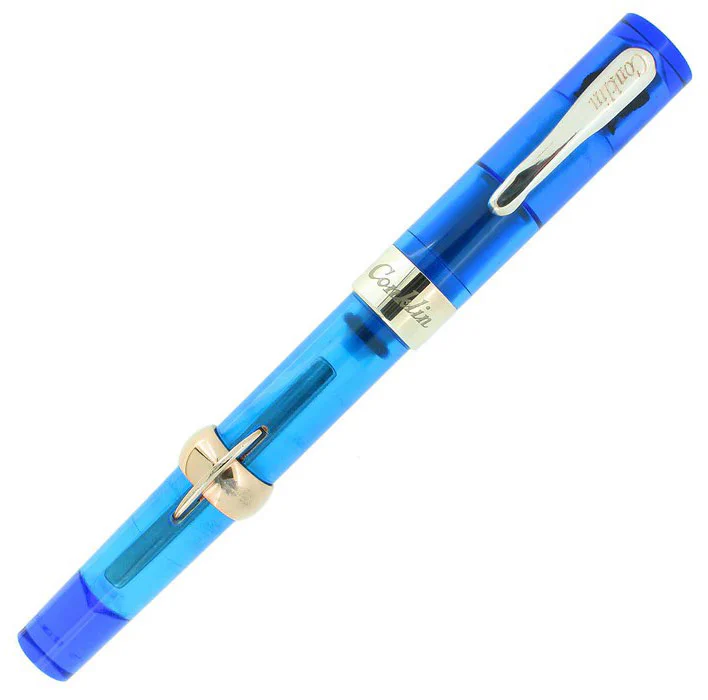 Conklin Conklin Mark Twain Blue Demo Crescent Limited Edition 14k Nib Fountain Pen With Rose Gold Trim