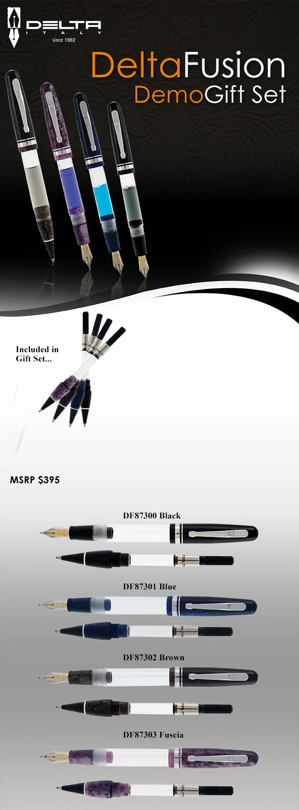 Delta Fusion 82 Demo Brown Fountain Pen Gift Set - Image 2