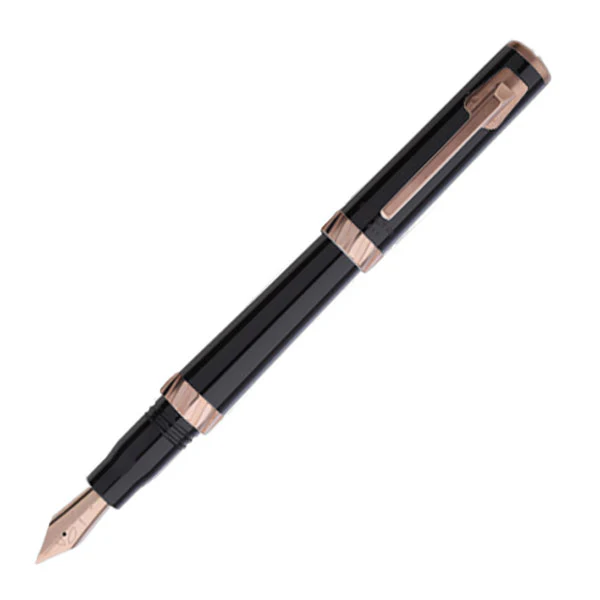 Delta Tork MOMO Design Black Resin with Pink Gold Trim Fountain Pen