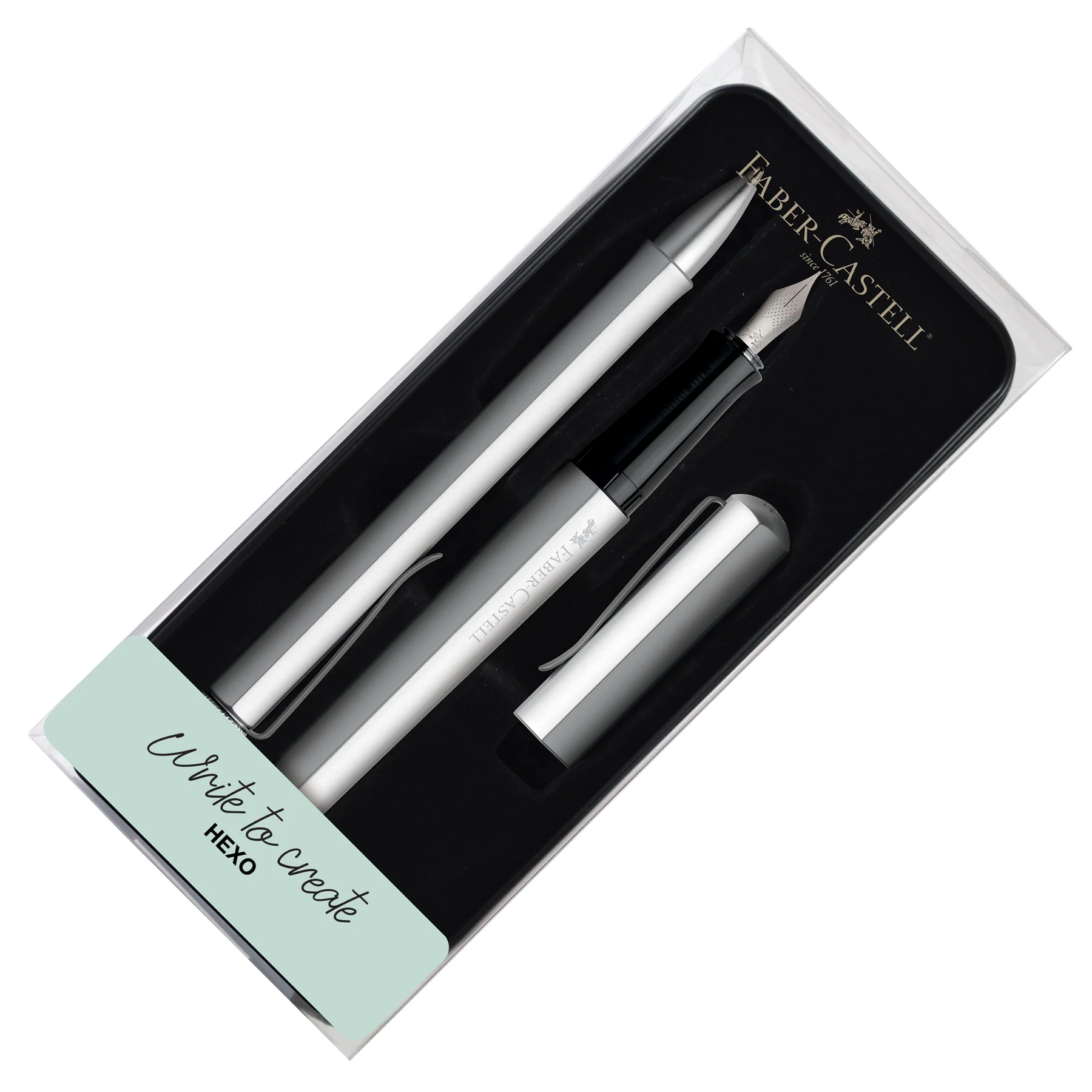 Faber-Castell Hexo Fountain Pen and Ballpoint Pen Set Silver