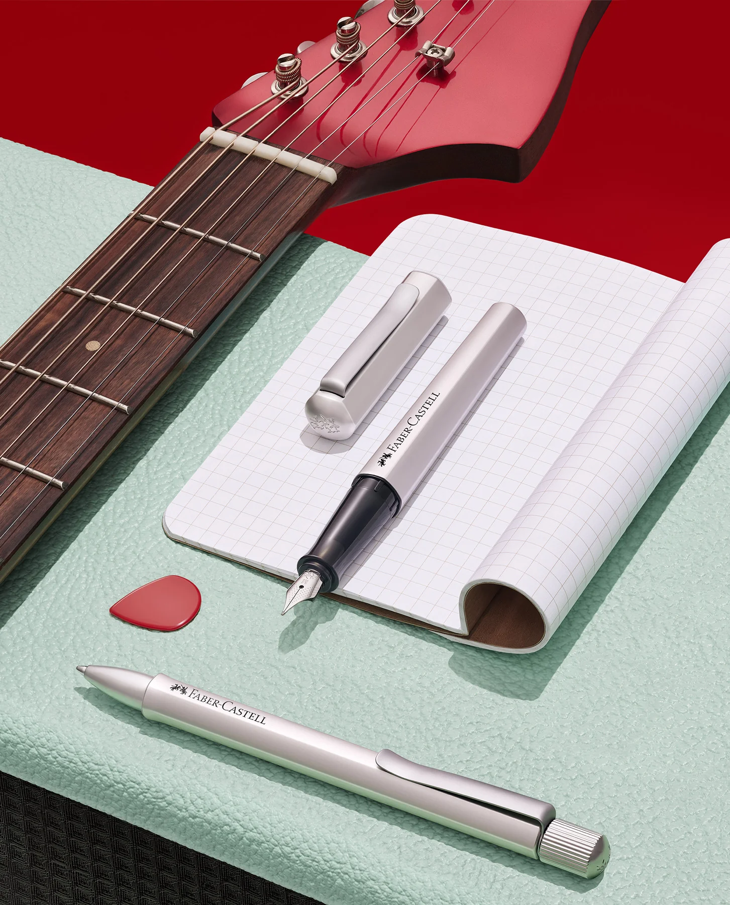 Faber-Castell Hexo Fountain Pen and Ballpoint Pen Set Silver - Image 2