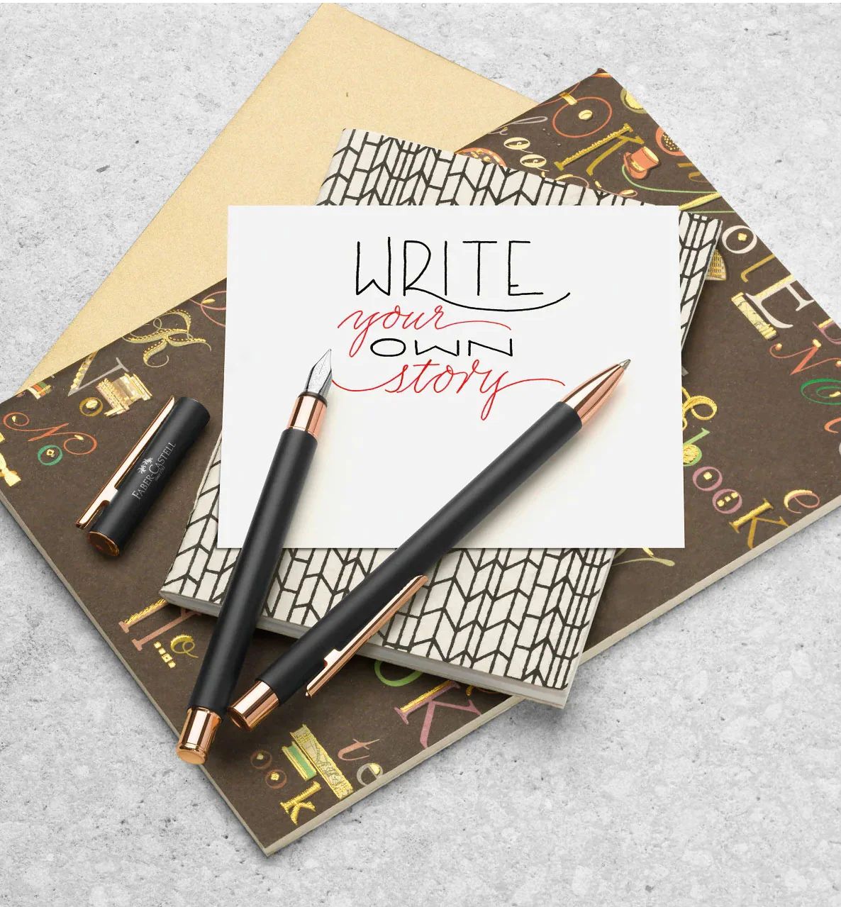 Faber-Castell NEO Slim Ballpoint Pen Black Matte & Rose Gold - Image 2