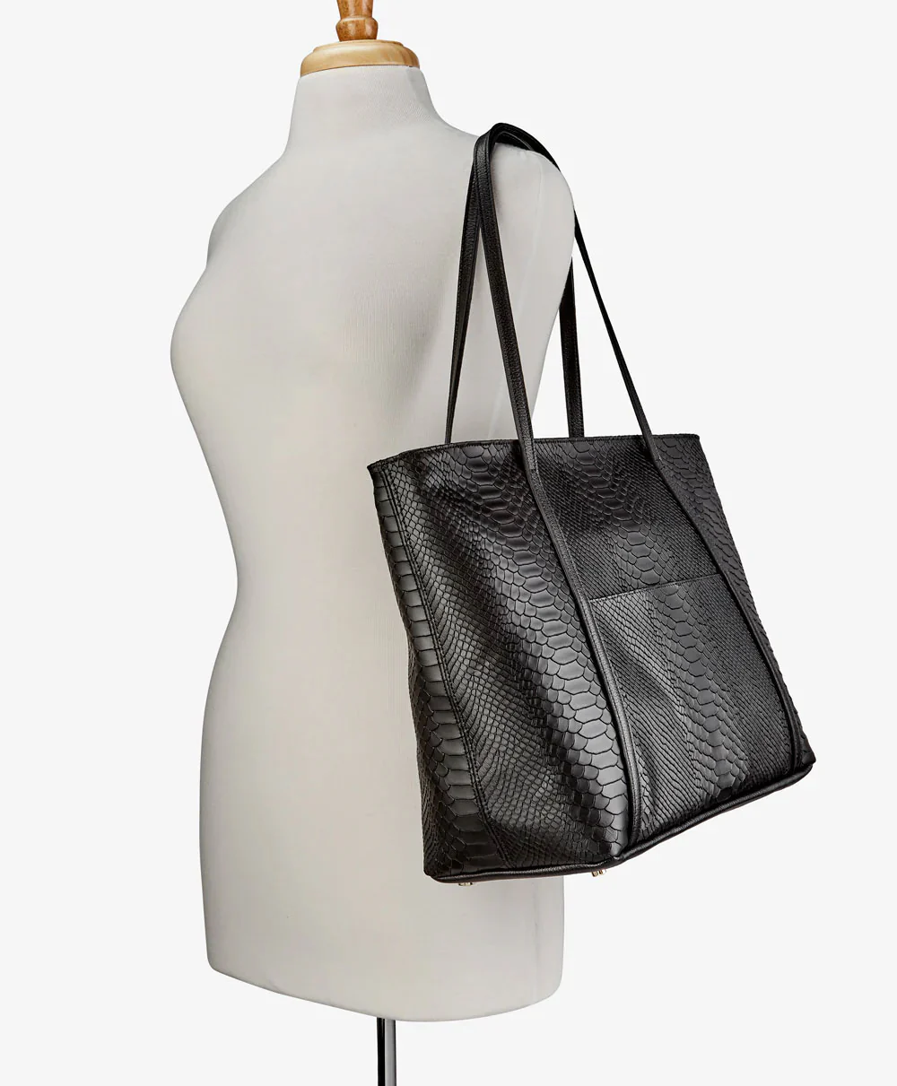 GiGi New York JESSICA ZIPPER TOTE Embossed Python Leather - Image 3
