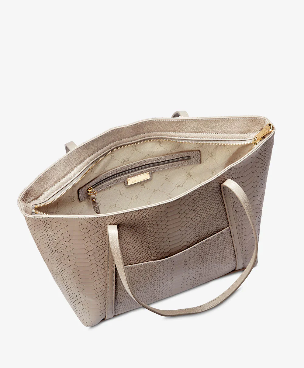 GiGi New York JESSICA ZIPPER TOTE Embossed Python Leather - Image 5