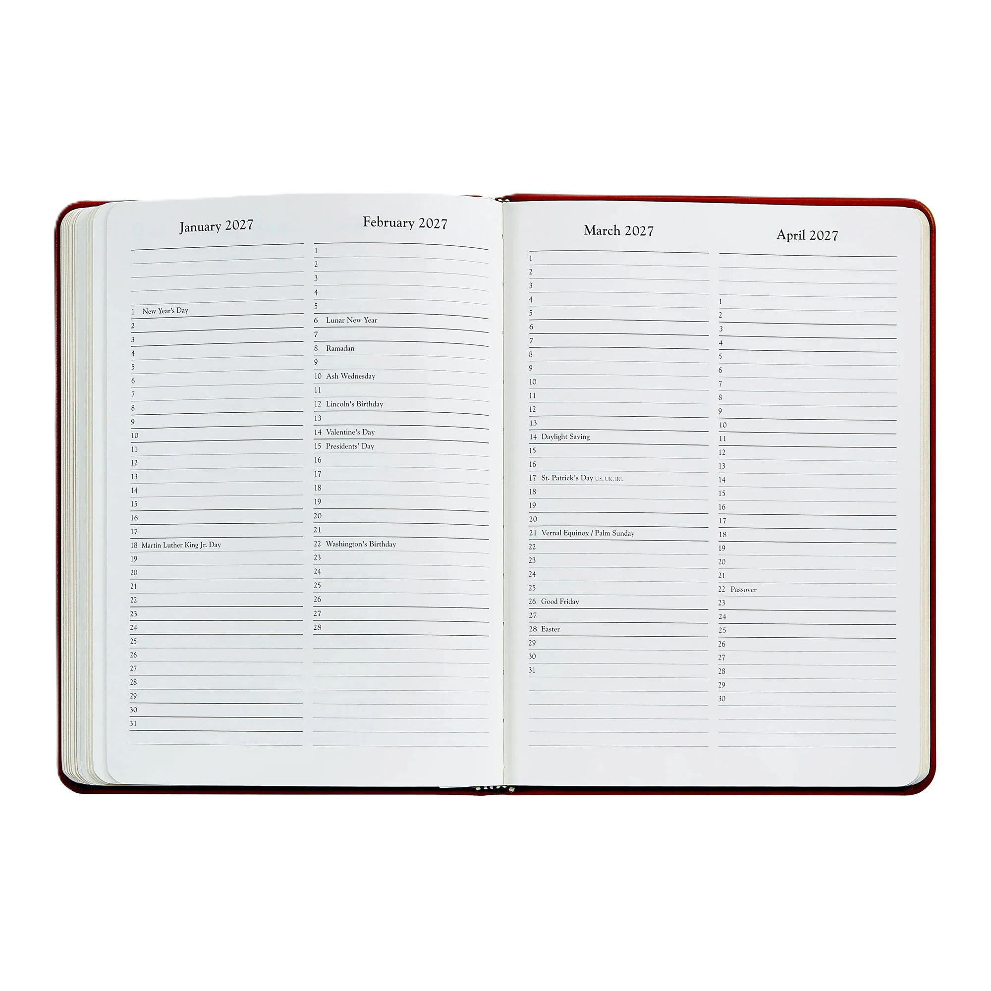 Graphic Image 2026 Desk Diary Pebble Grain Leather - Image 6