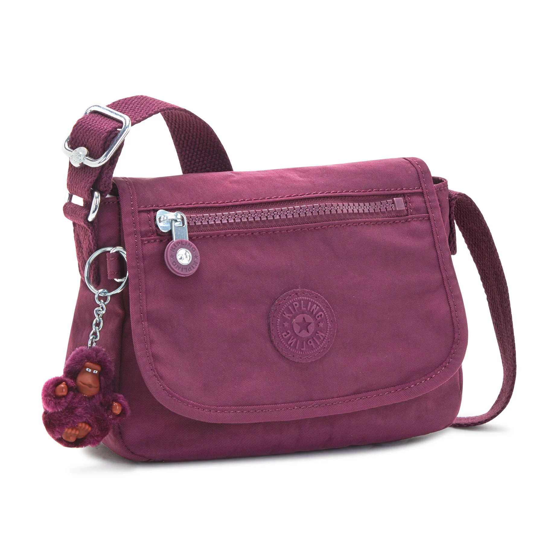 Kipling Sabian Nylon Crossbody Mini Bag - Dark Plum Tonal - Image 4