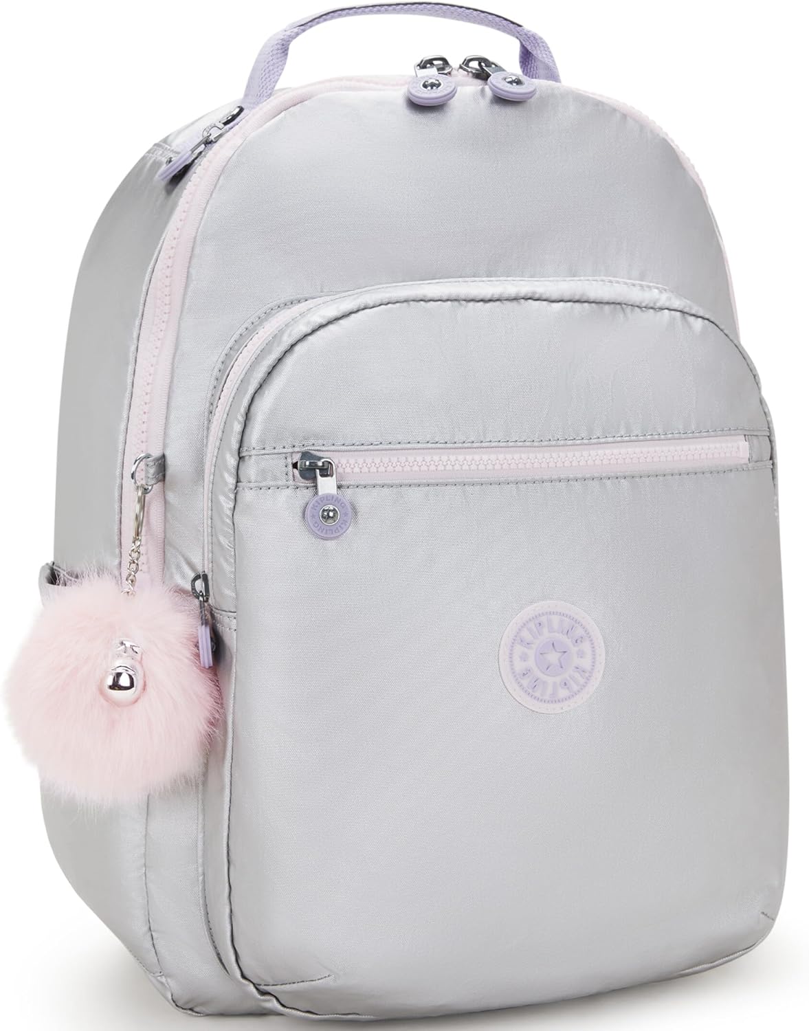 Kipling Seoul Large Metallic 15" Laptop Backpack Silver Glow Metallic - Image 3