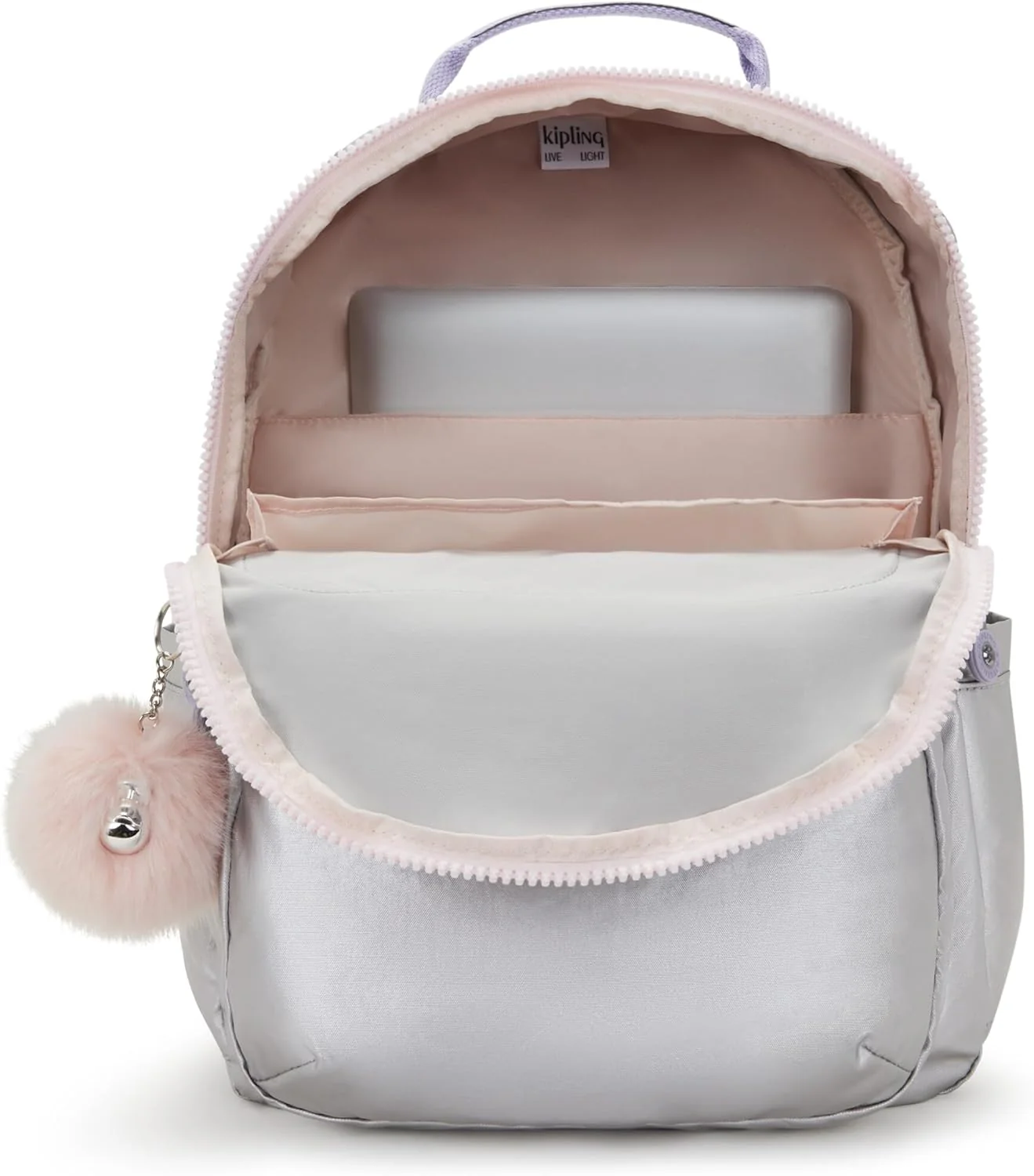 Kipling Seoul Large Metallic 15" Laptop Backpack Silver Glow Metallic - Image 5