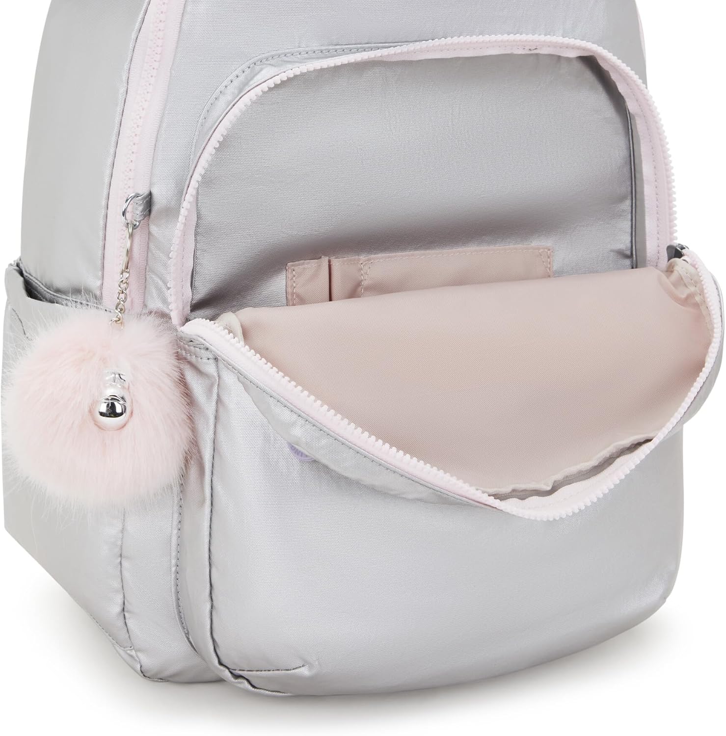 Kipling Seoul Large Metallic 15" Laptop Backpack Silver Glow Metallic - Image 6
