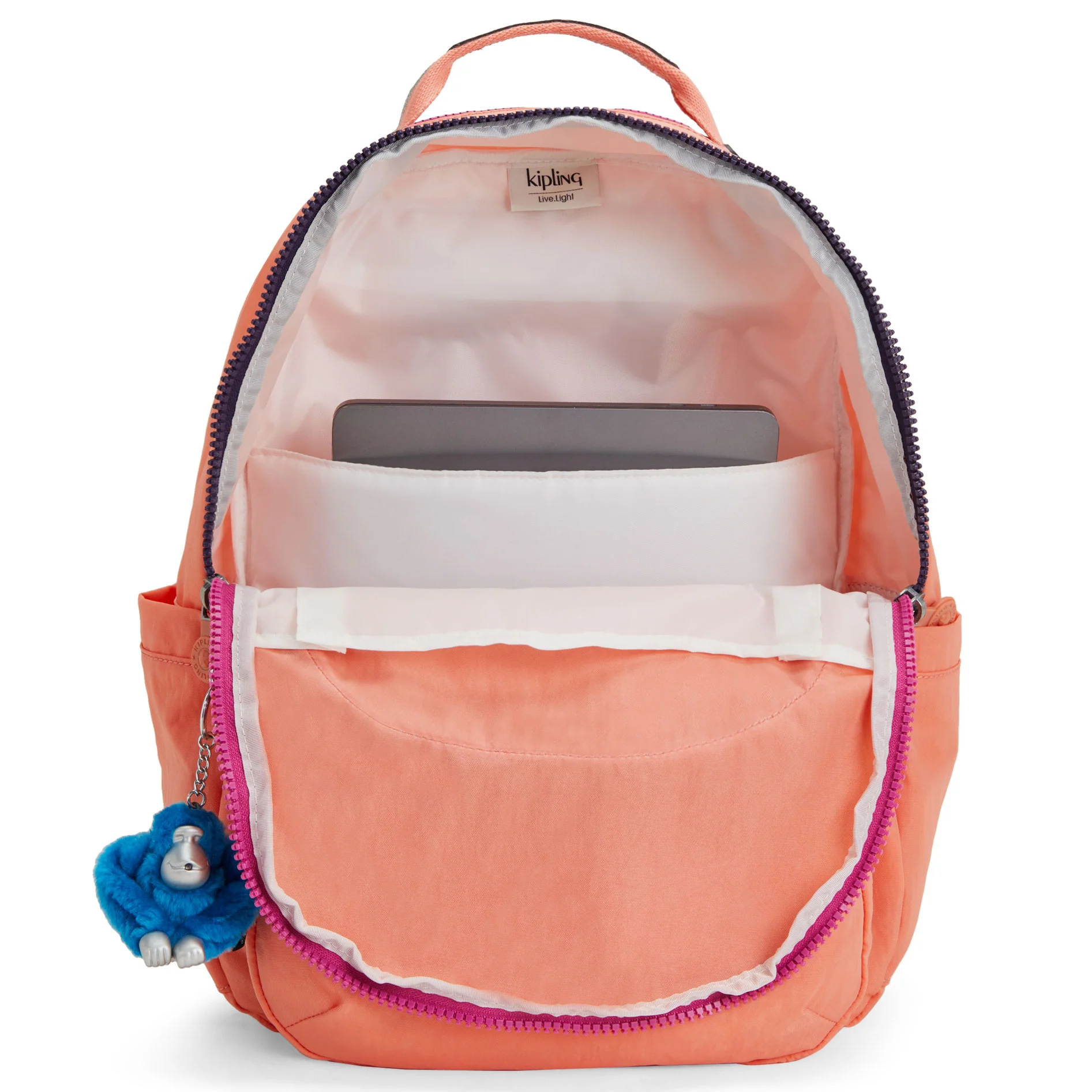 Kipling Seoul Large Nylon 15" Laptop Backpack Cool Coral Shade - Image 3