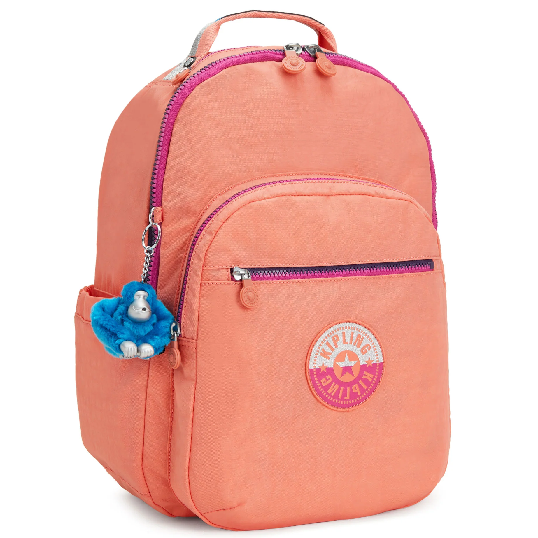 Kipling Seoul Large Nylon 15" Laptop Backpack Cool Coral Shade - Image 4
