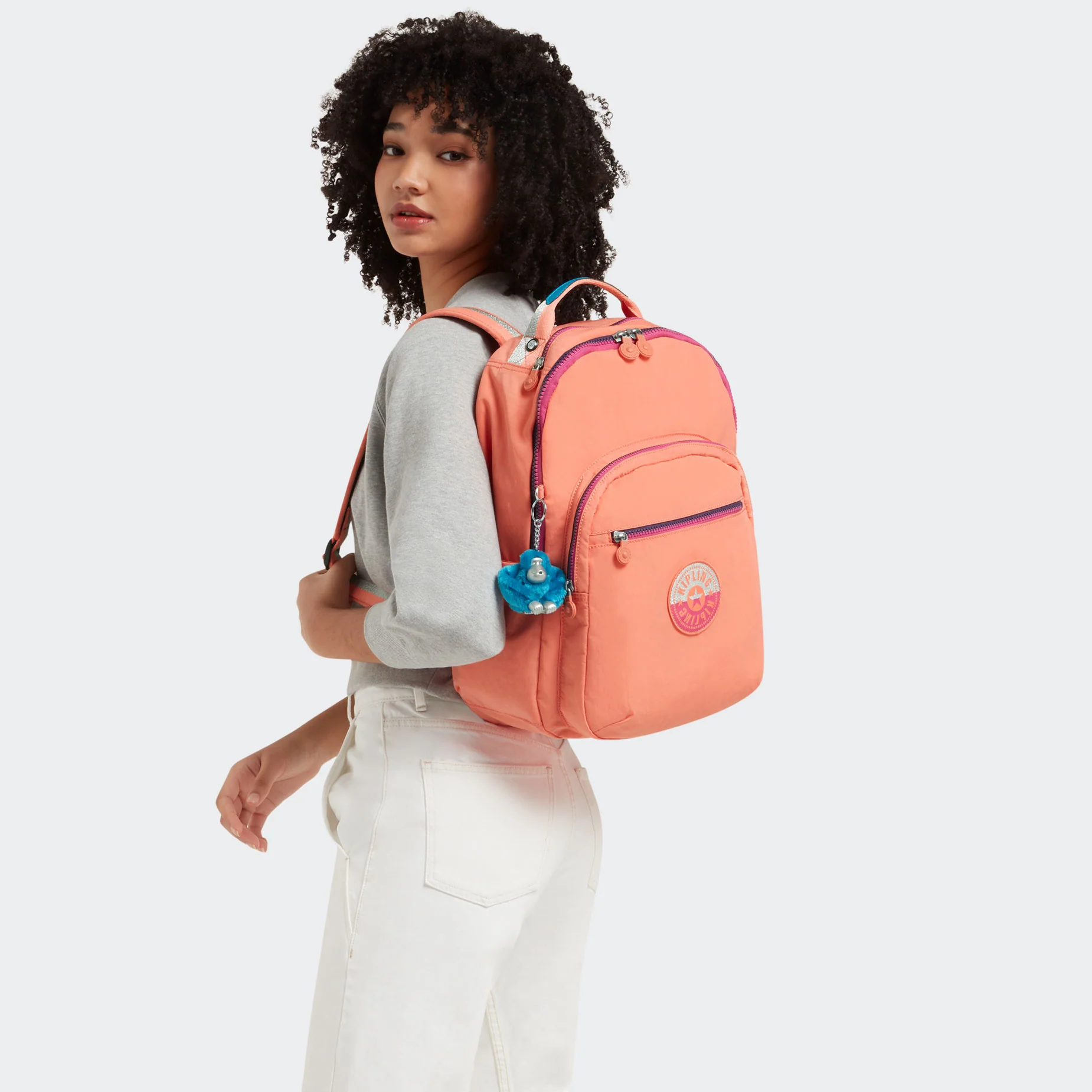Kipling Seoul Large Nylon 15" Laptop Backpack Cool Coral Shade - Image 9