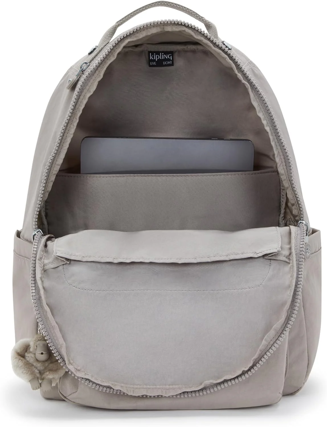 Kipling Seoul Large Nylon Laptop Backpack Grey Gris - Image 3