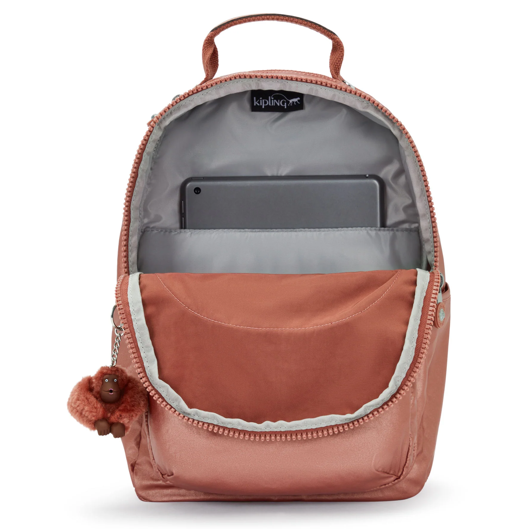 Kipling Seoul Small Copper Metallic Tablet Backpack - Image 3