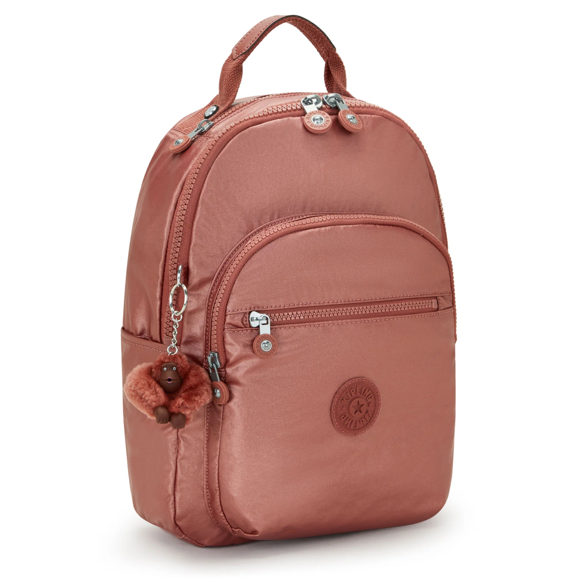 Kipling Seoul Small Copper Metallic Tablet Backpack - Image 4
