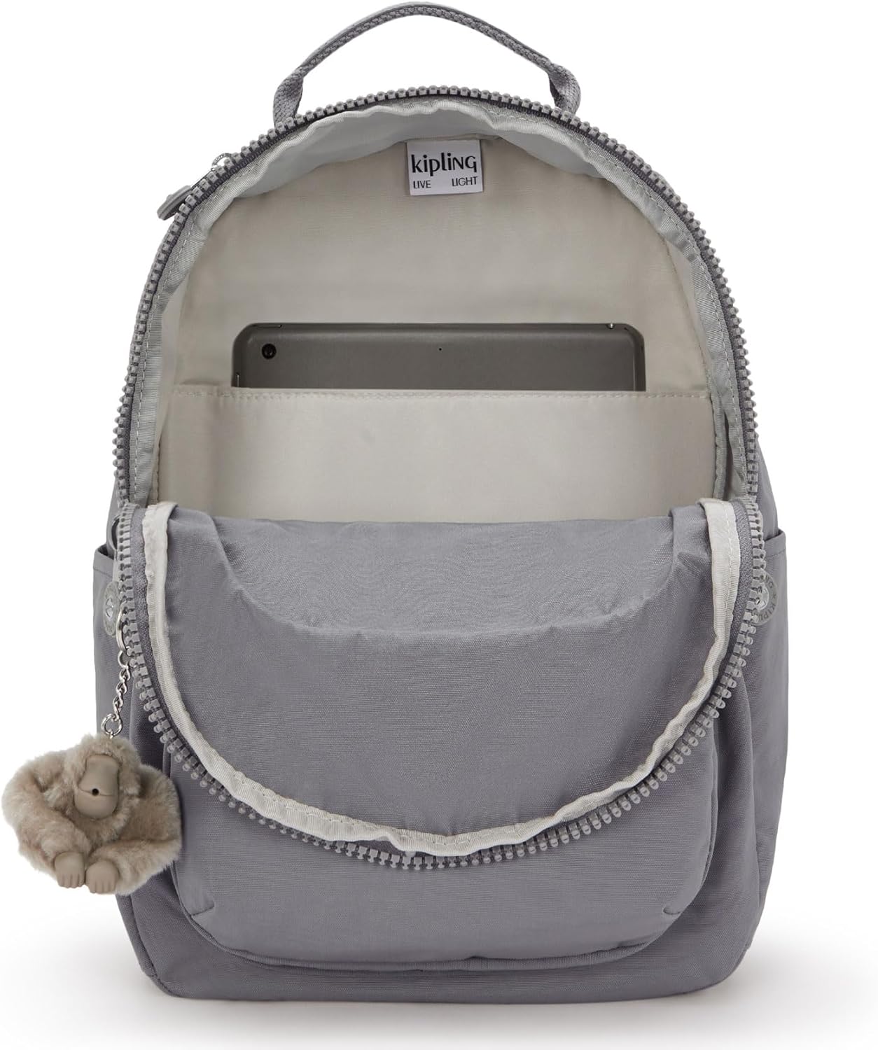 Kipling Seoul Small  Nylon Tablet Backpack Inviting Grey - Image 5