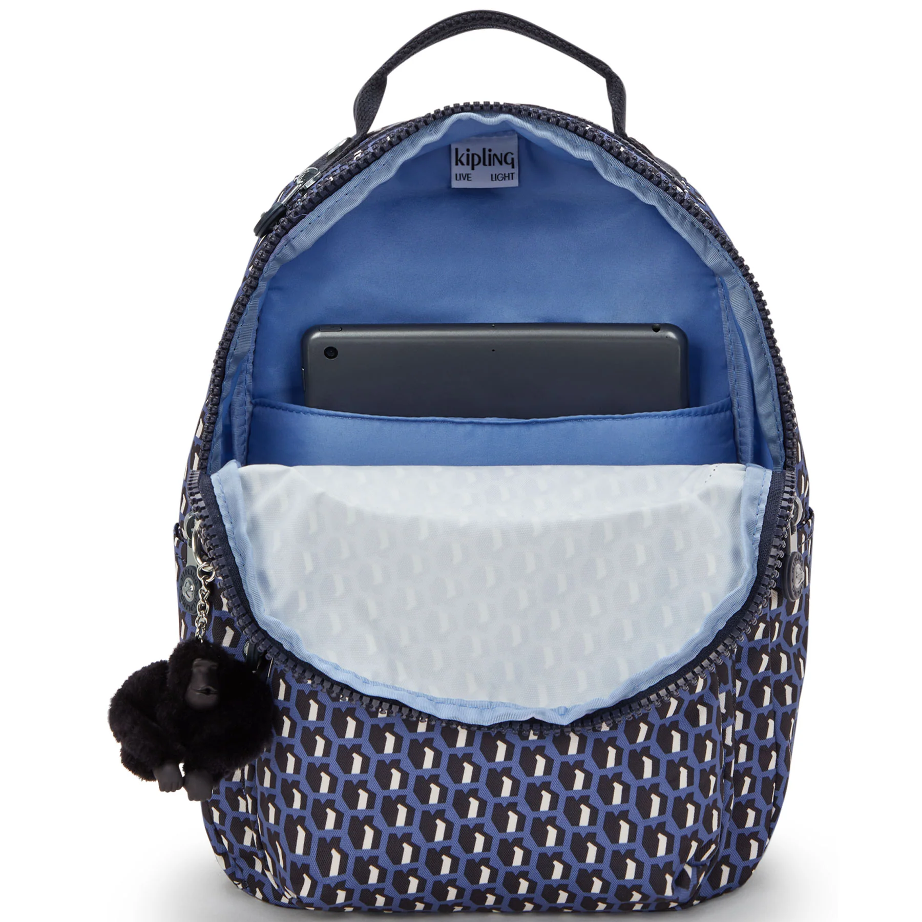 Kipling Seoul Small  Printed Tablet Backpack - 3D K Blue - Image 3