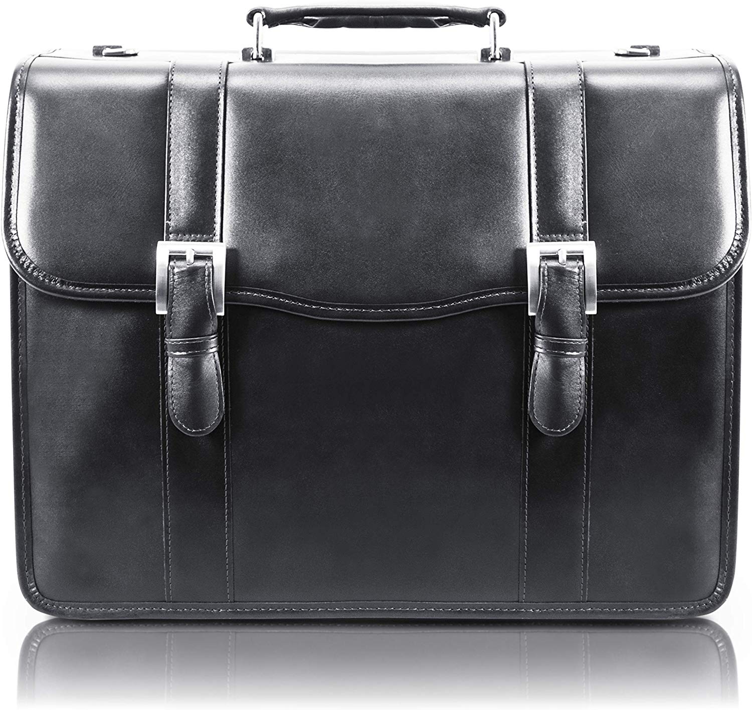 McKlein USA Flournoy 15" Leather Double Compartment Laptop Briefcase - Image 2