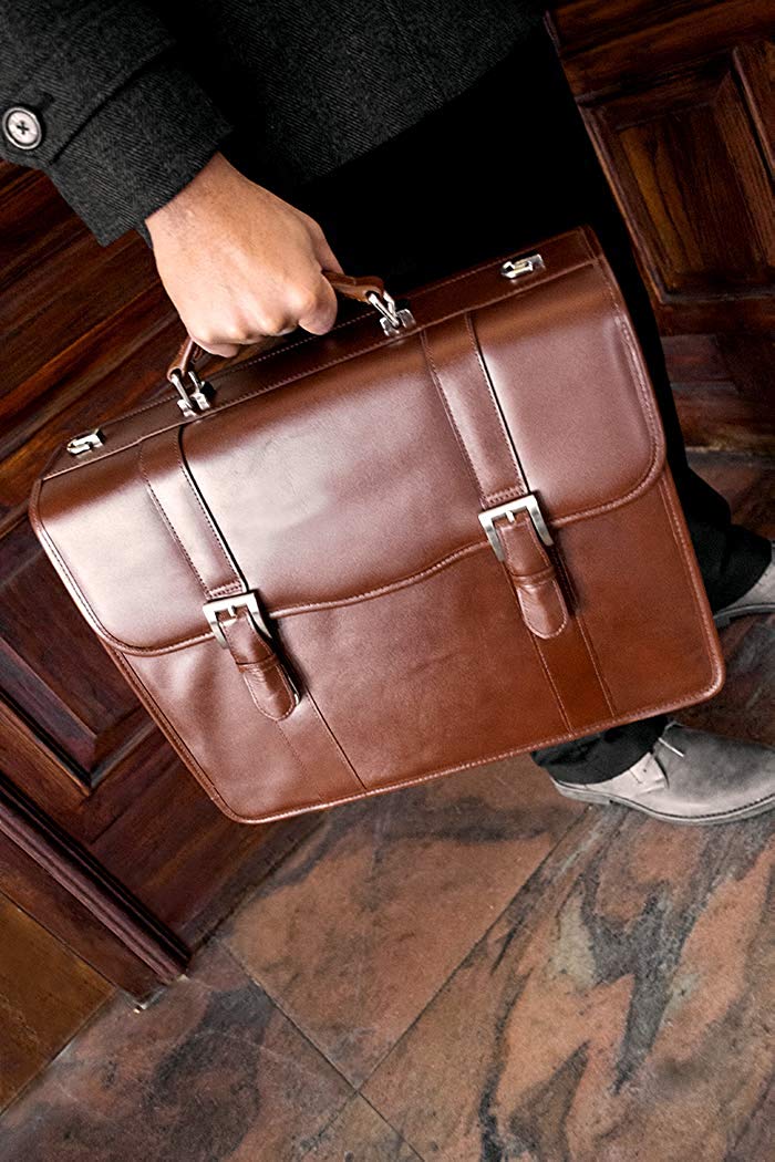 McKlein USA Flournoy 15" Leather Double Compartment Laptop Briefcase - Image 4