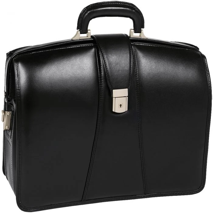 McKlein USA HARRISON | 17" Leather Partners Laptop Briefcase - Black