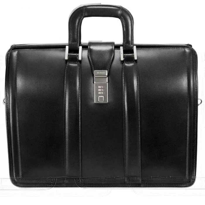 MORGAN | 17" Leather Litigator Laptop Briefcase - Black - Image 3