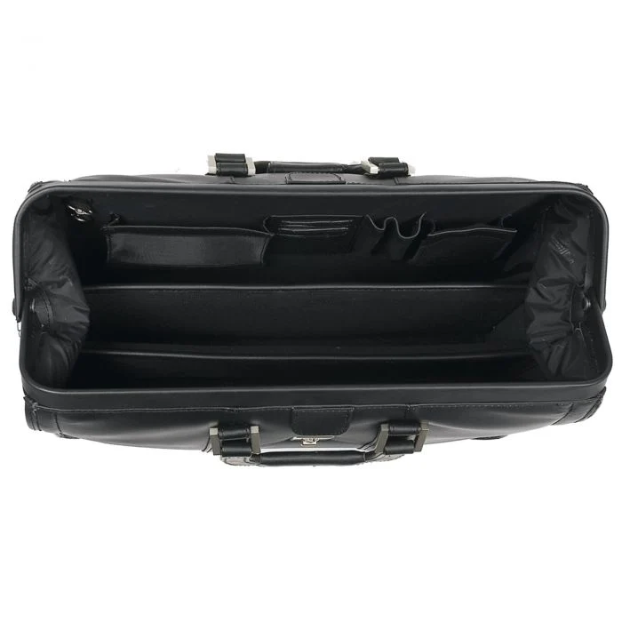 MORGAN | 17" Leather Litigator Laptop Briefcase - Black - Image 4