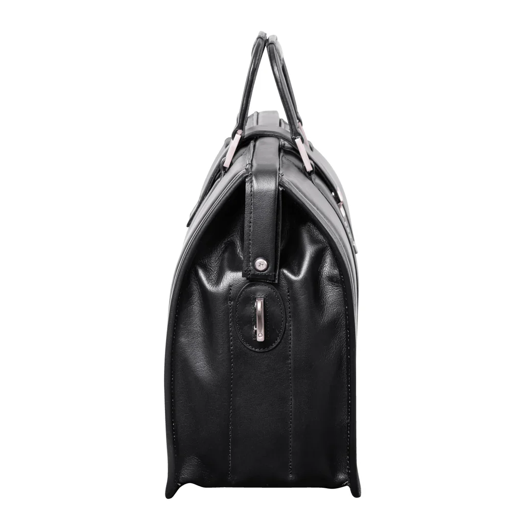 MORGAN | 17" Leather Litigator Laptop Briefcase - Black - Image 7
