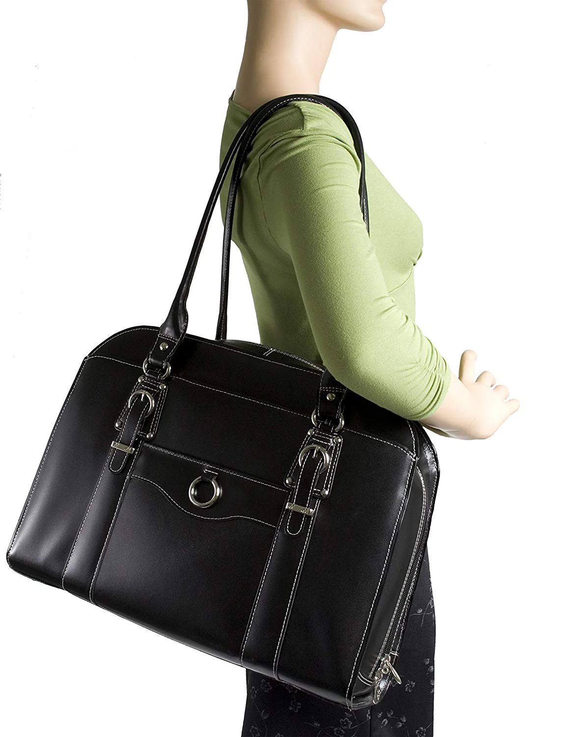 McKlein, W Series, Hillside, Top Grain Cowhide Leather, 14" Leather Ladies' Laptop Briefcase, Black (96525) - Image 4