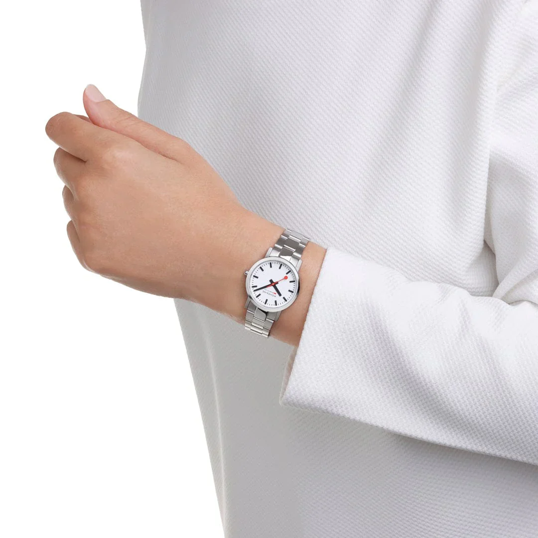 Mondaine Classic 30 mm, Stainless Steel Unisex Watch With Signature White Dial - Image 3