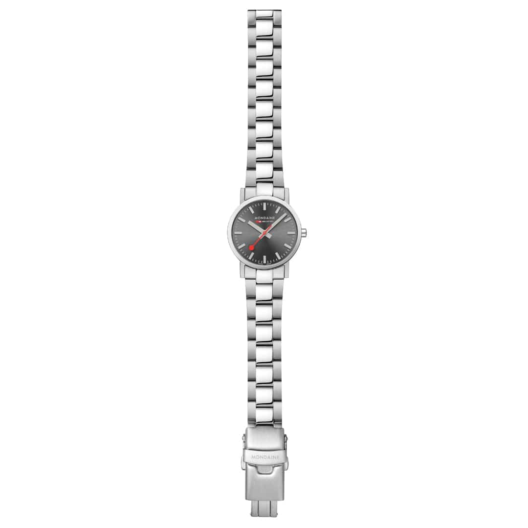 Mondaine Classic 30 mm, Stainless Steel Unisex Watch With Gray Sunray Dial - Image 3