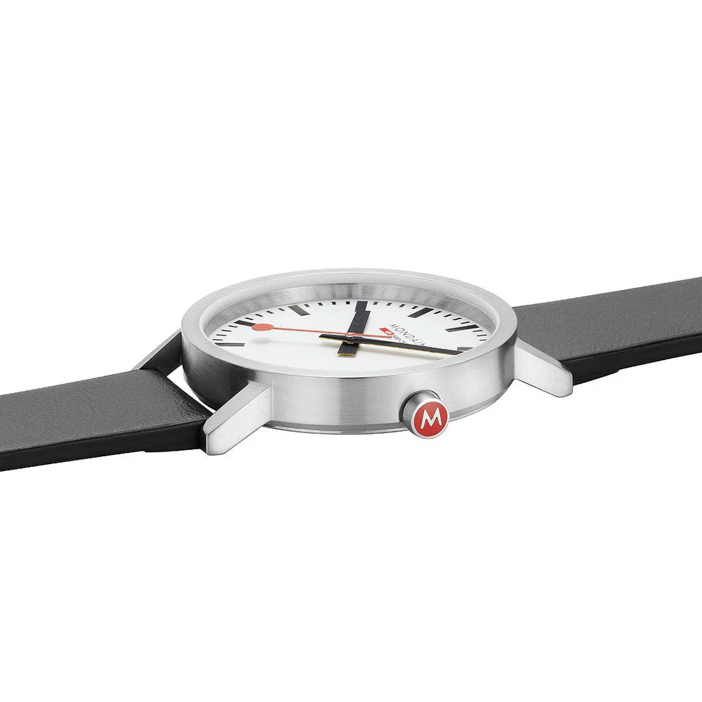 Mondaine Classic 40 mm, Black Vegan Grape Leather - Image 3