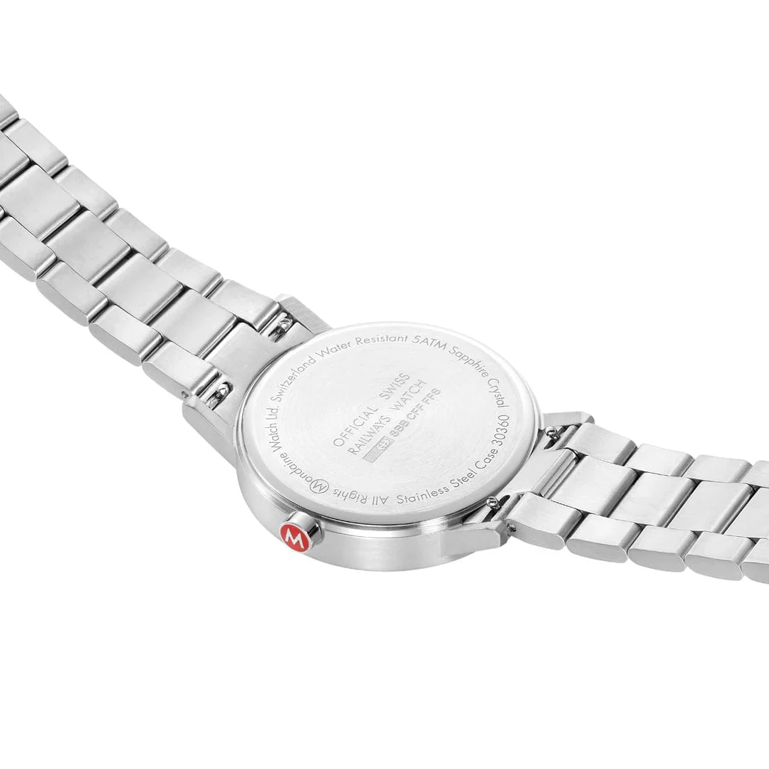 Mondaine Classic 40 mm, Stainless Steel Link Men's Watch Gray Sundial - Image 2