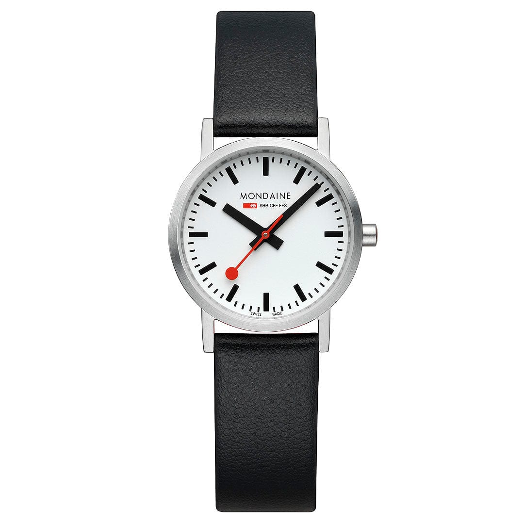 Mondaine Classic Brushed Steel Black vegan grape leather, 30 mm - Image 5